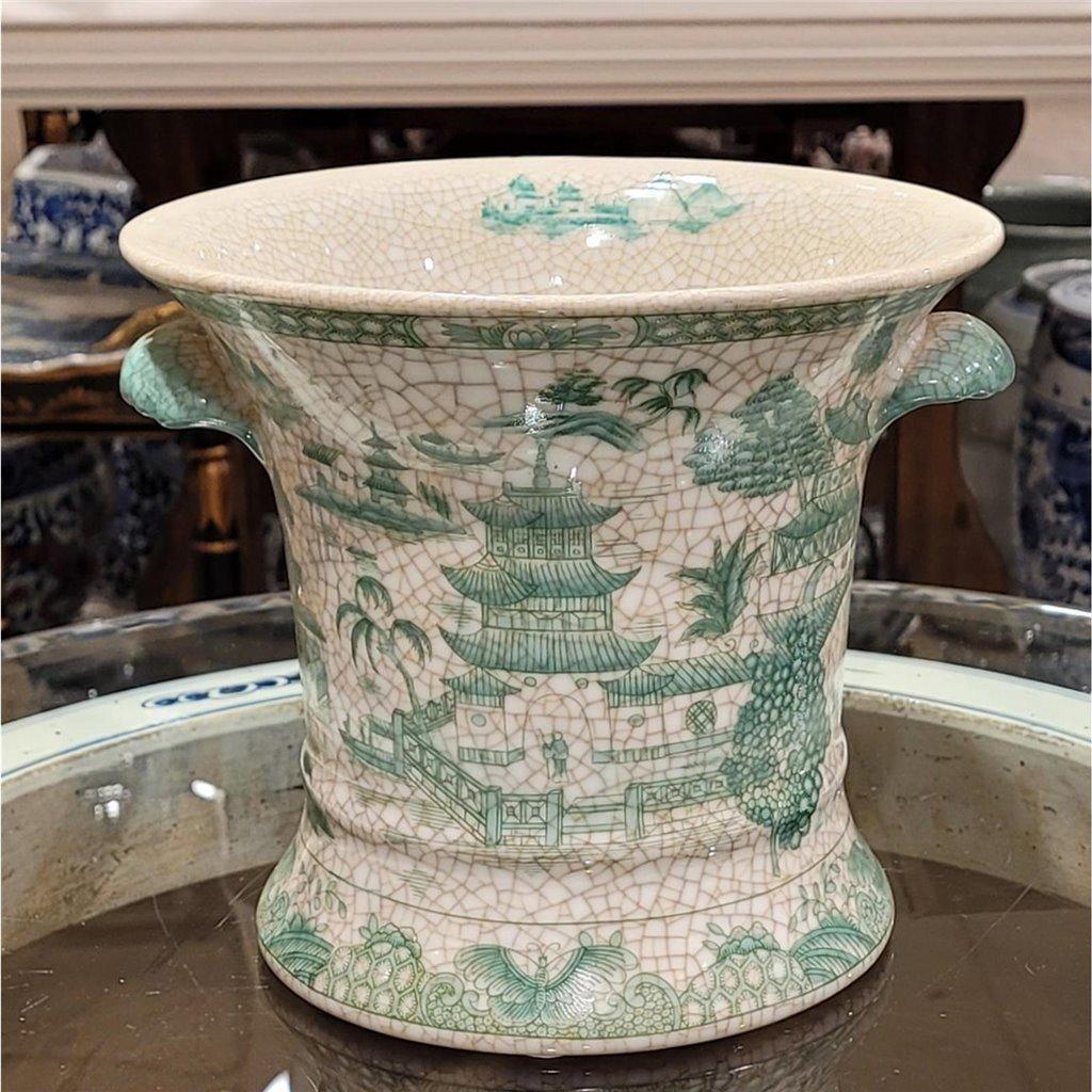 Green and White Porcelain Planter - Indoor Planters - The Well Appointed House
