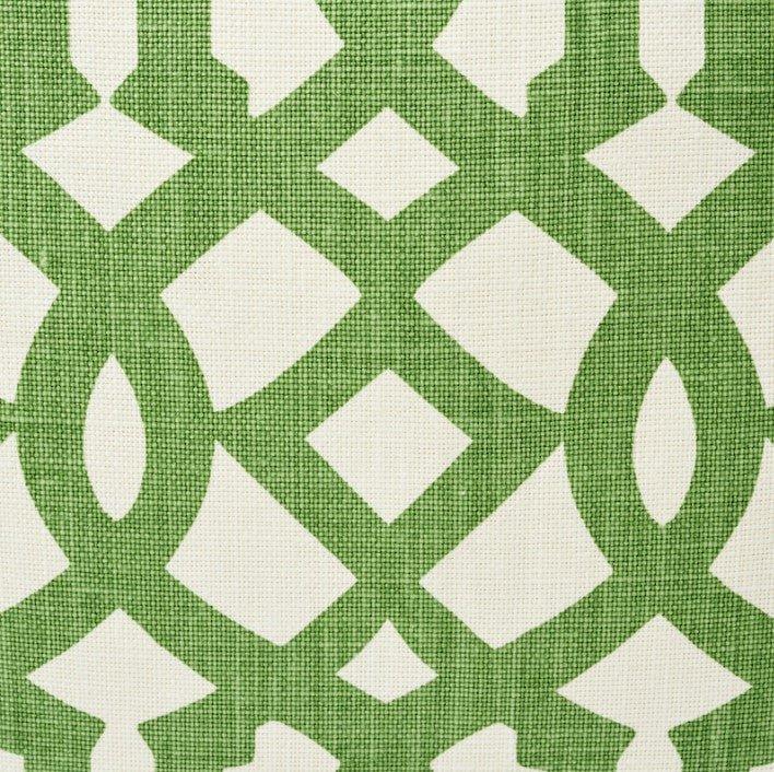 Green & White Trellis Motif 18" Linen Throw Pillow - Pillows - The Well Appointed House