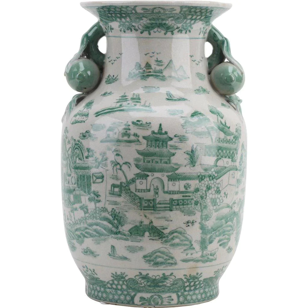 Green and White Willow Porcelain Vase - Vases & Jars - The Well Appointed House