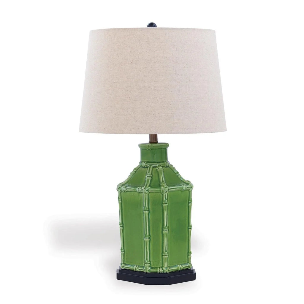 Green Bamboo Caged Table Lamp - Table Lamps - The Well Appointed House