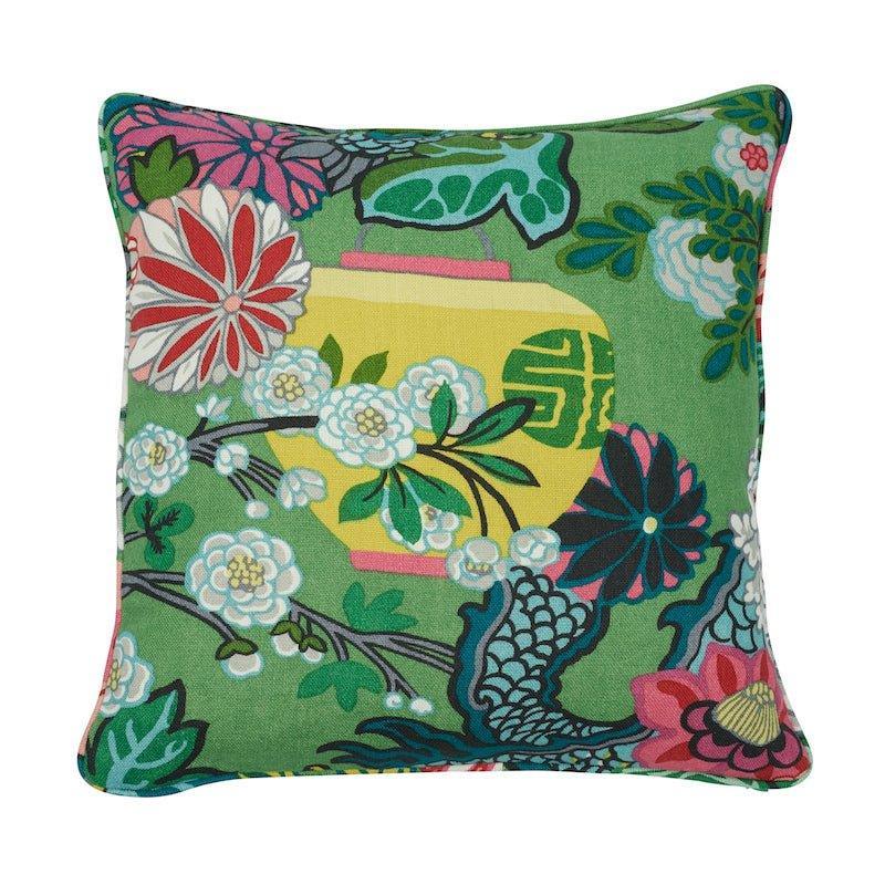 Green Chiang Mai Dragon 18" Linen Throw Pillow - Pillows - The Well Appointed House