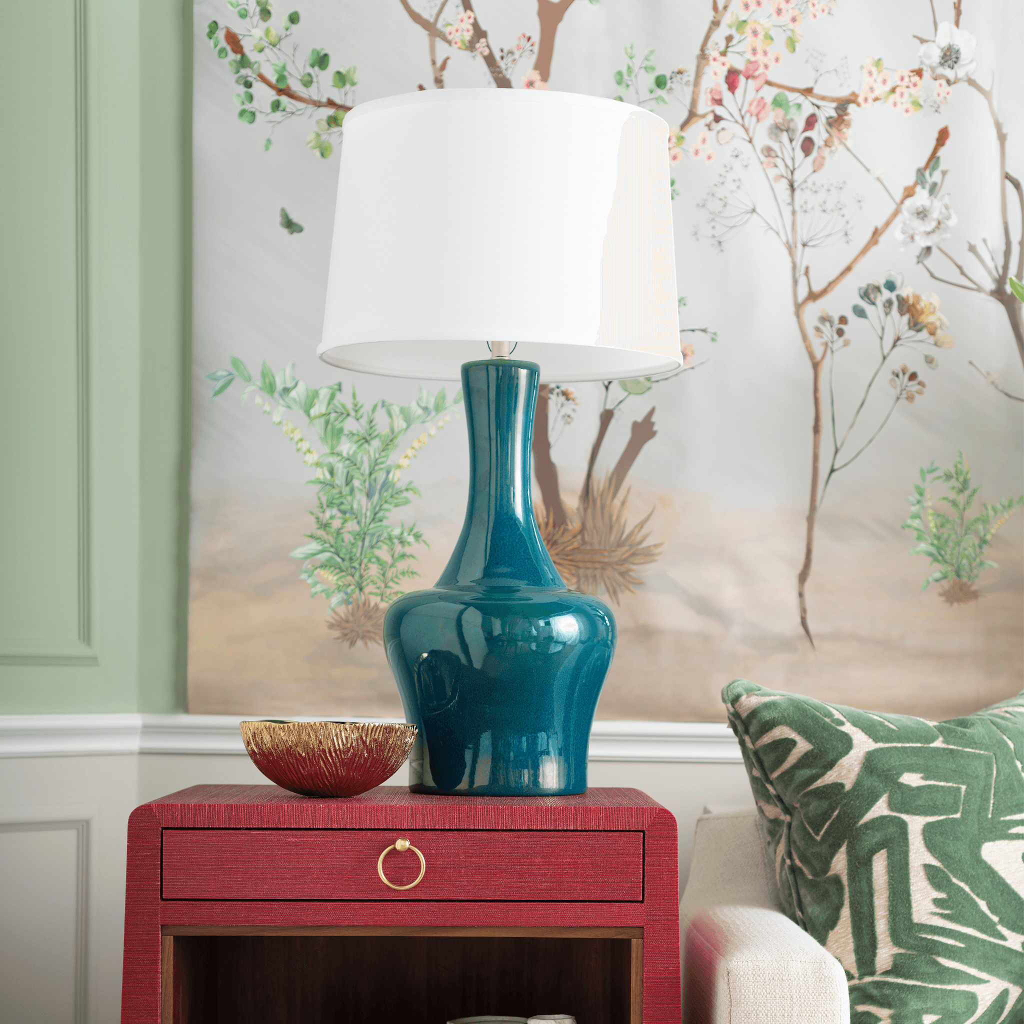 Bedside 2024 lamps green