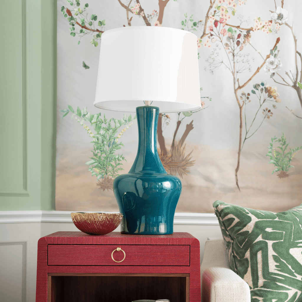 Green Lapis Nadia Glazed Ceramic Table Lamp Base - Table Lamps - The Well Appointed House