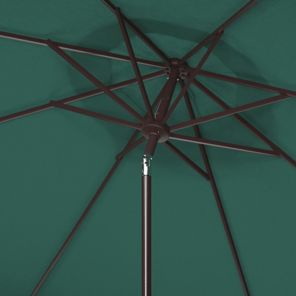 Green Outdoor Crank Umbrella With White Fringe - Outdoor Umbrellas - The Well Appointed House