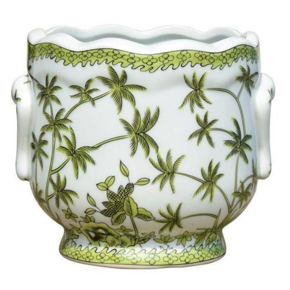 Green Palm Tree on White Porcelain Cachepot – The Well Appointed House