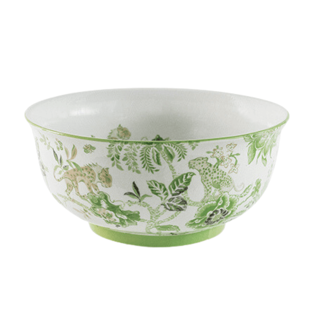 Green Porcelain Floral & Fauna Basin Bowl - Decorative Bowls - The Well Appointed House