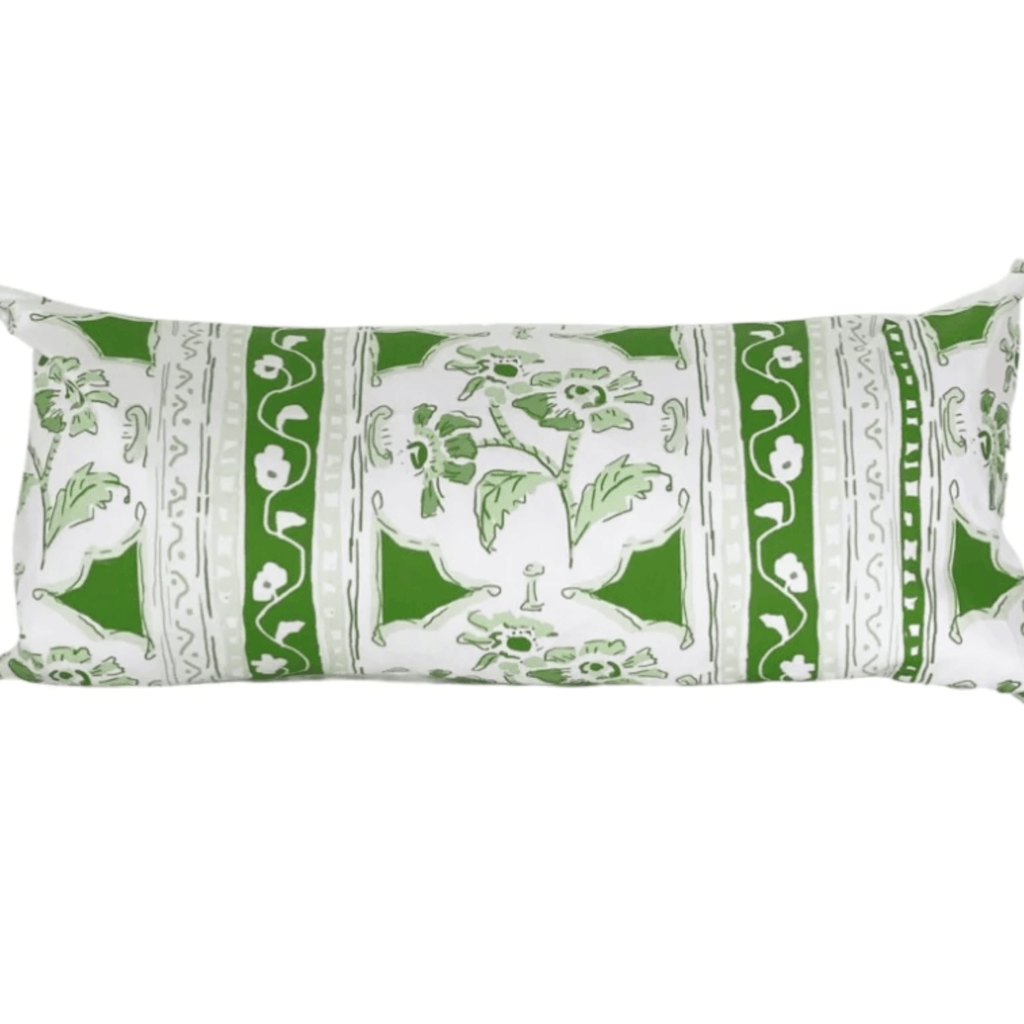 Green Toliver Print Lumbar Down Throw Pillow - Pillows - The Well Appointed House