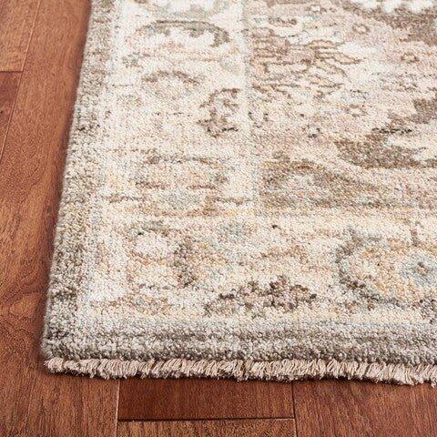 Grey & Ivory Hand Knotted Floral Wool Blend Area Rug - Rugs - The Well Appointed House