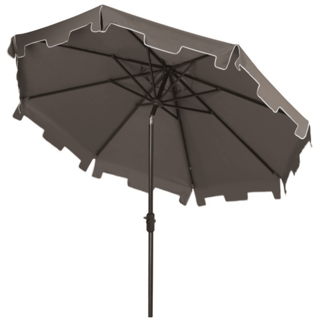 Grey and White 9 Foot Market Crank Outdoor Patio Umbrella - Outdoor Umbrellas - The Well Appointed House