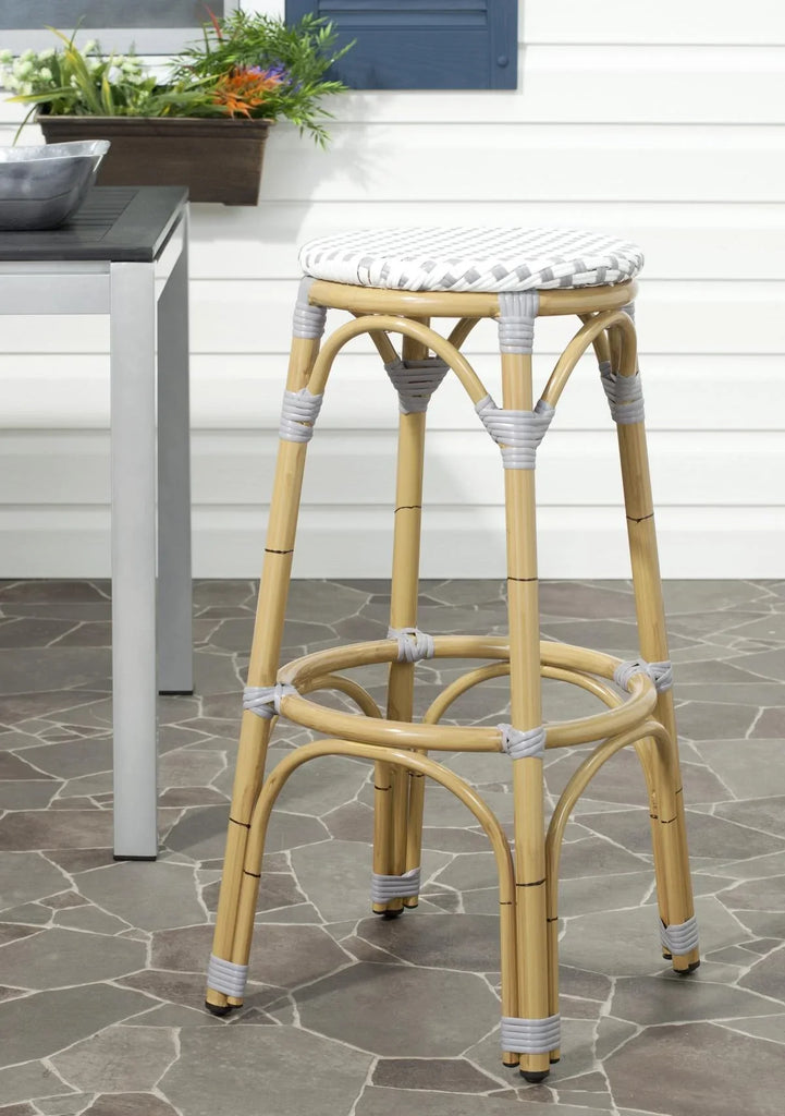 Grey and White Indoor-Outdoor Bistro Bar Stool - Outdoor Bar & Counter Stools - The Well Appointed House