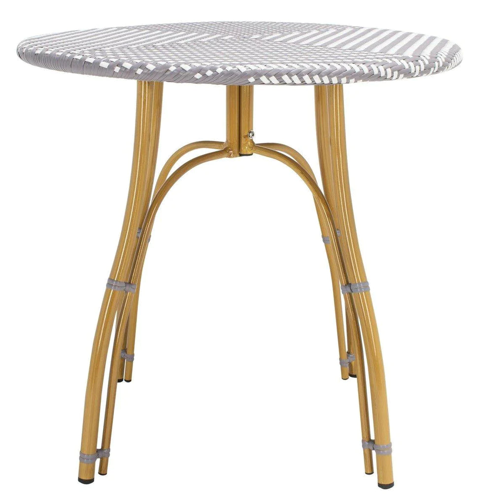 Grey and White PE Wicker & Aluminum Indoor-Outdoor Bistro Table - Outdoor Dining Tables & Chairs - The Well Appointed House