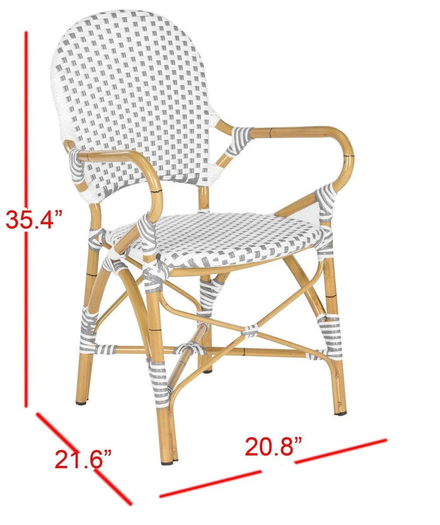 Grey and White Stacking Bistro Armchair- Set of Two - Outdoor Dining Tables & Chairs - The Well Appointed House