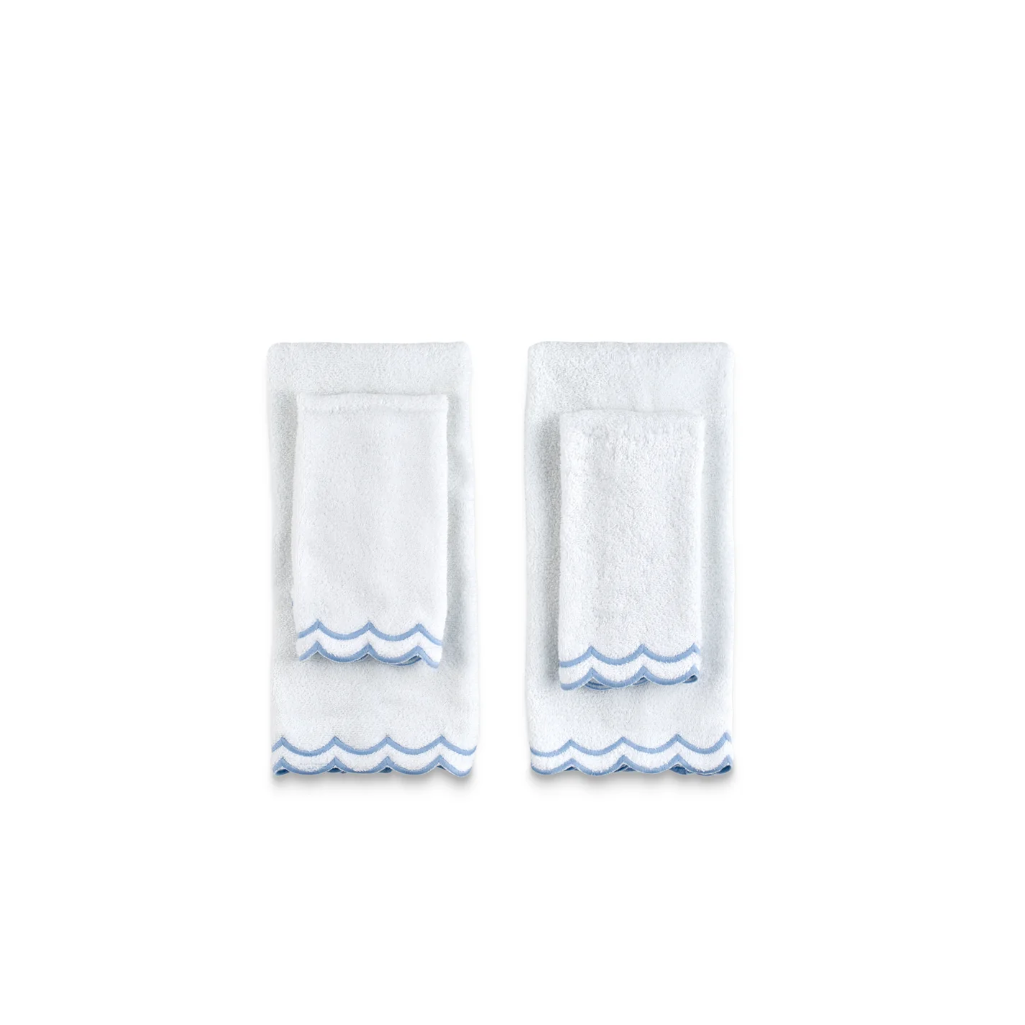 White towels online with blue trim