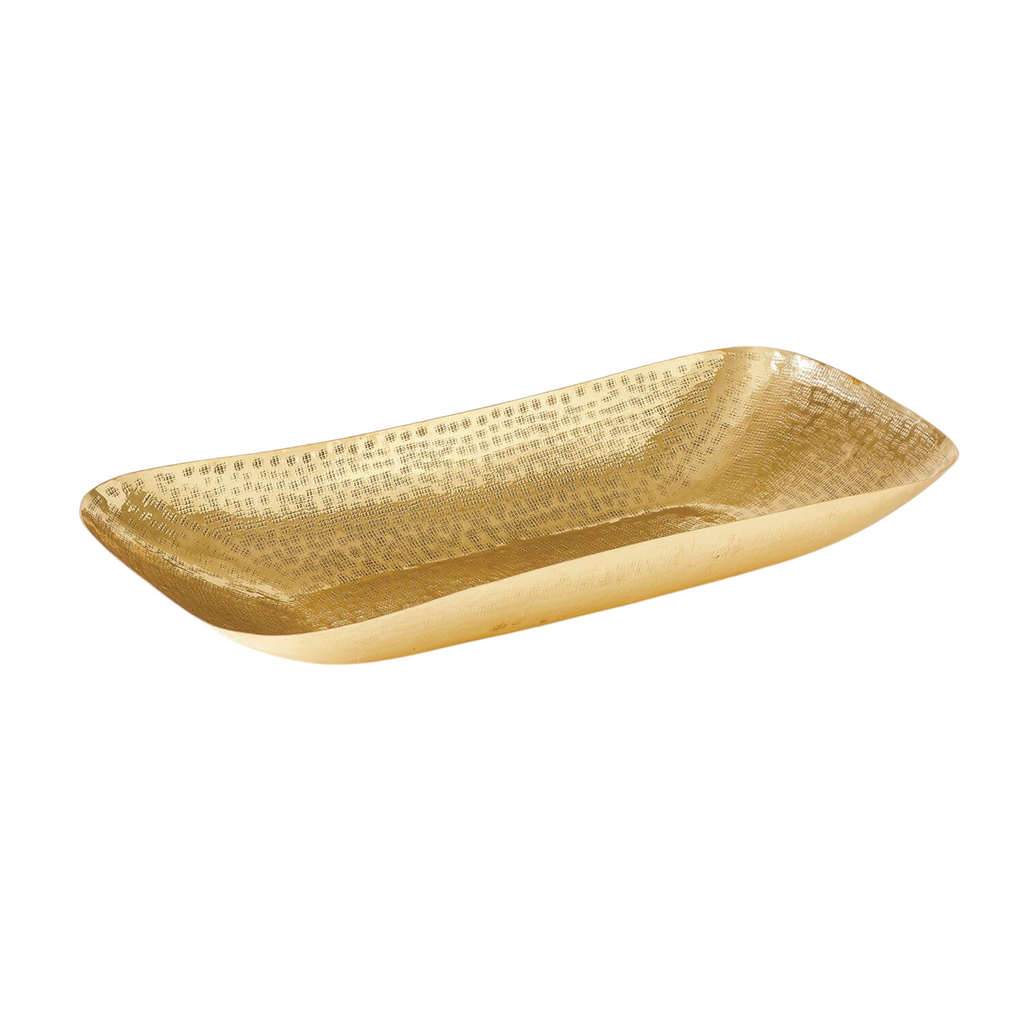 Hammered Oval Decorative Bowl In Brass - The Well Appointed House 