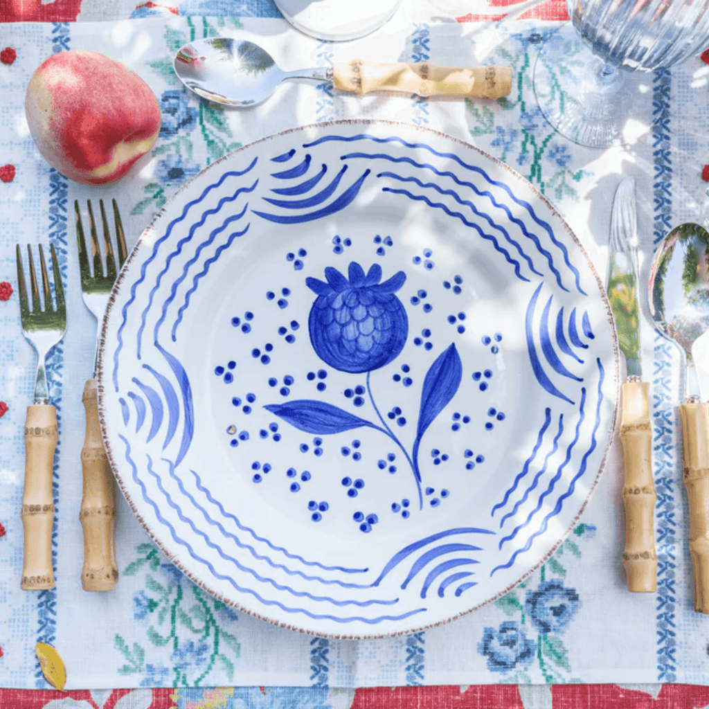 Hand Painted Blue & White Pomegranate Dinner Plate - Dinnerware - The Well Appointed House