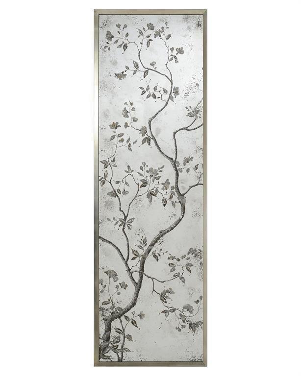 Hand Painted Chinoiserie Floral Antiqued Mirror Panels - Paintings - The Well Appointed House