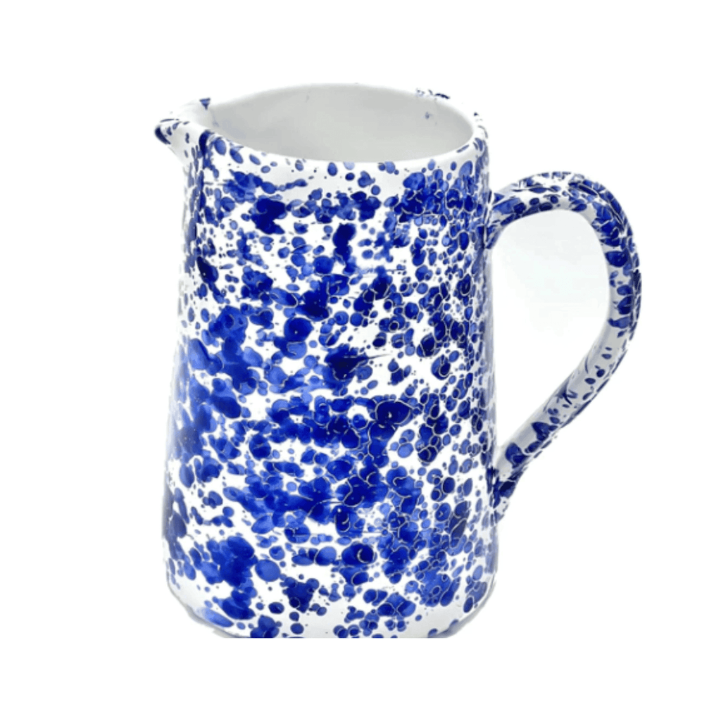 Hand Painted Cobalt & White Italian Speckled Pitcher - Serveware - The Well Appointed House