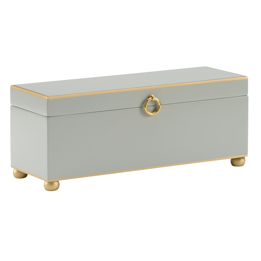 Hand Painted Decorative Storage Box in Gray with Gold Accents - Decorative Boxes - The Well Appointed House