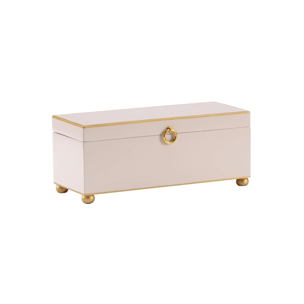 Hand Painted Decorative Storage Box in Pastel Pink with Gold Accents - Decorative Boxes - The Well Appointed House