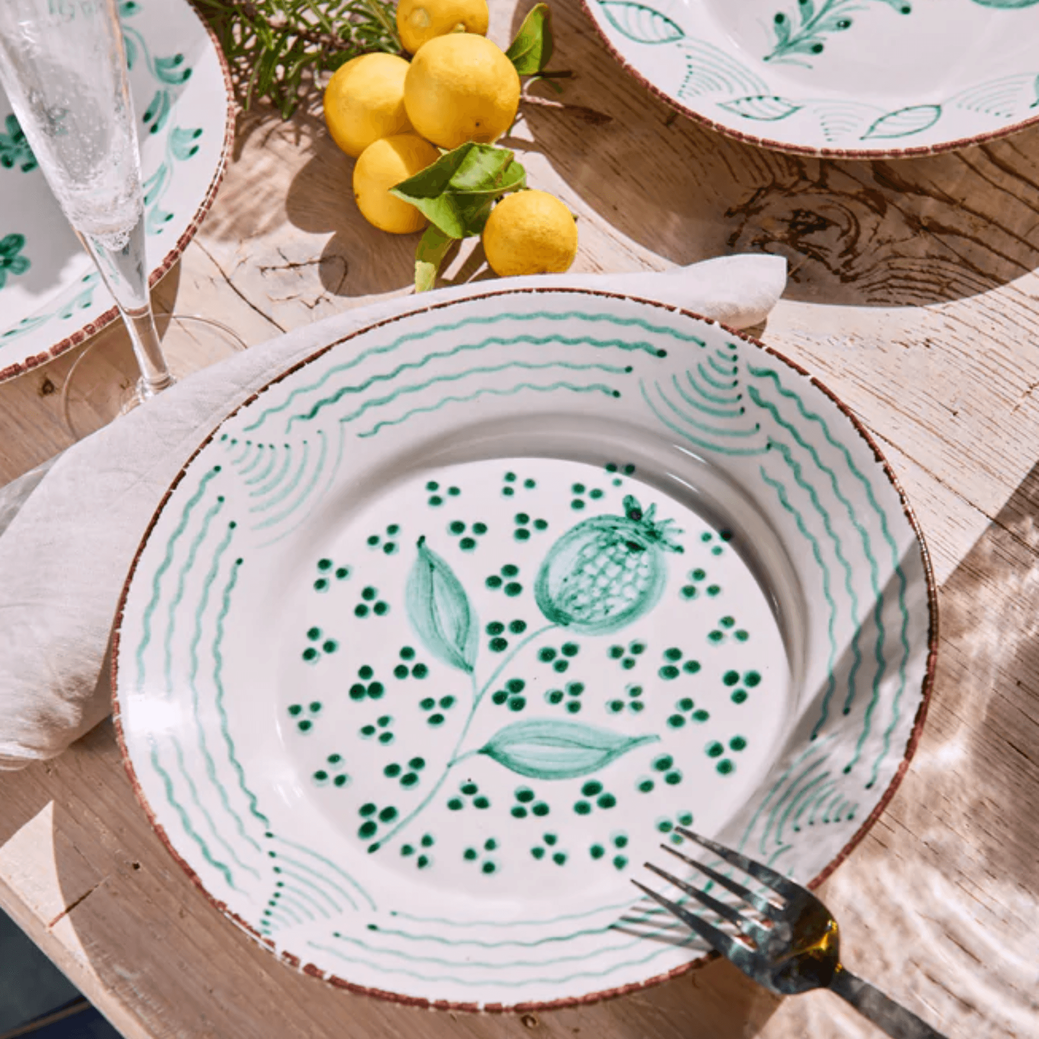 Orange Green Flower Plant Paint Plate Decorative Porcelain Salver Tableware  Dinner Dish