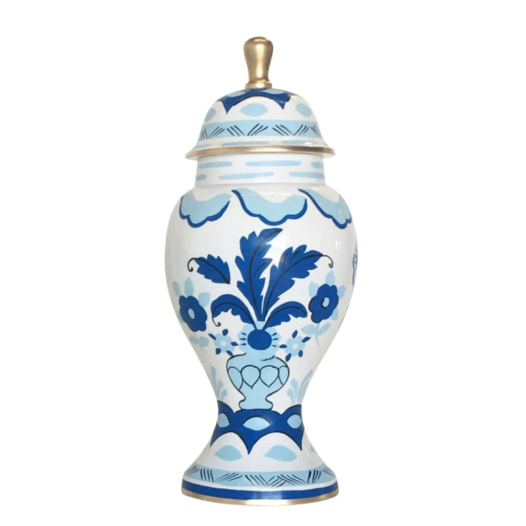 Hand Painted Sullivan in Blue Ginger Jar - Vases & Jars - The Well Appointed House