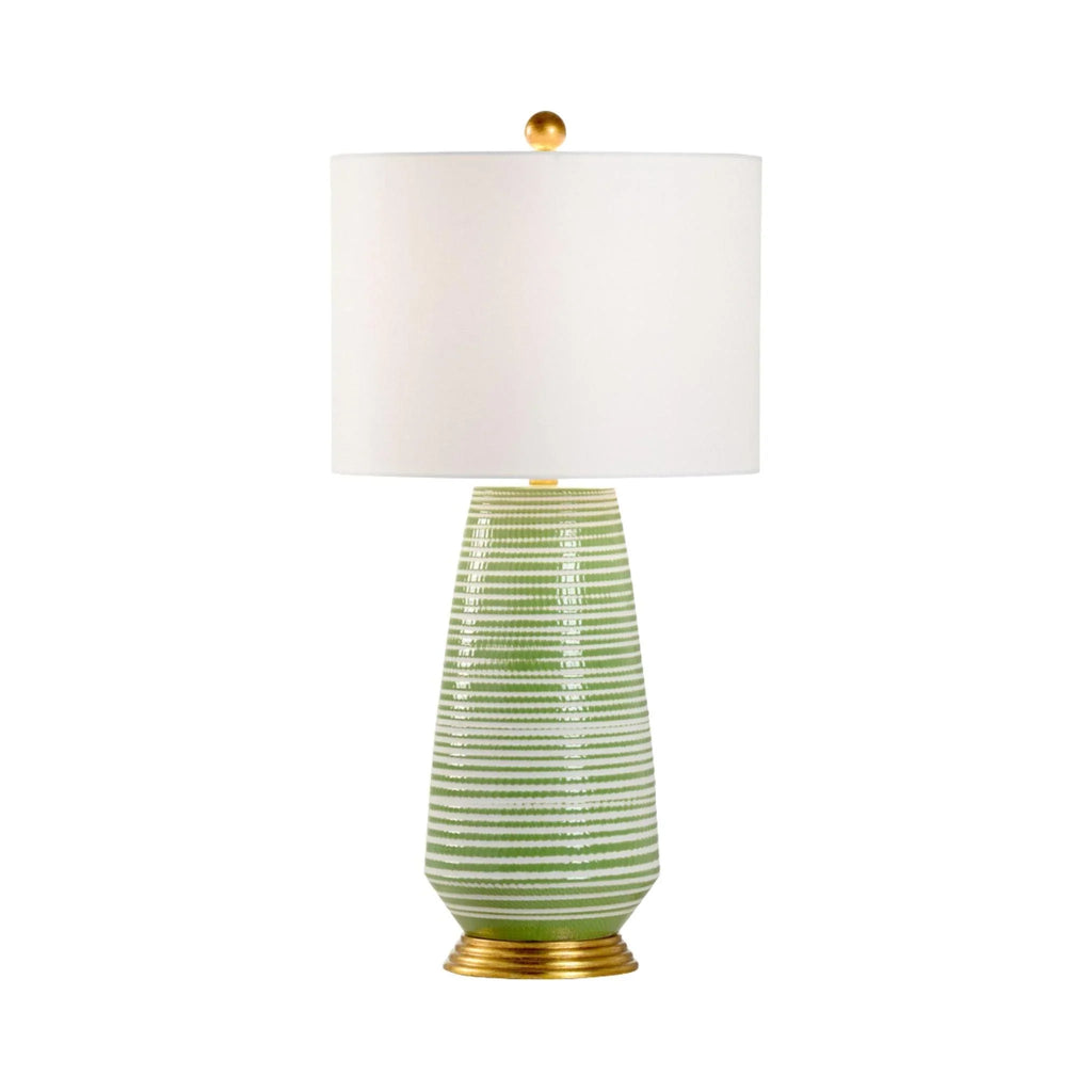 Hand Painted Textured Ceramic Hive Lamp with Gold Leaf Accents and OffWhite Linen Shade - Table Lamps - The Well Appointed House