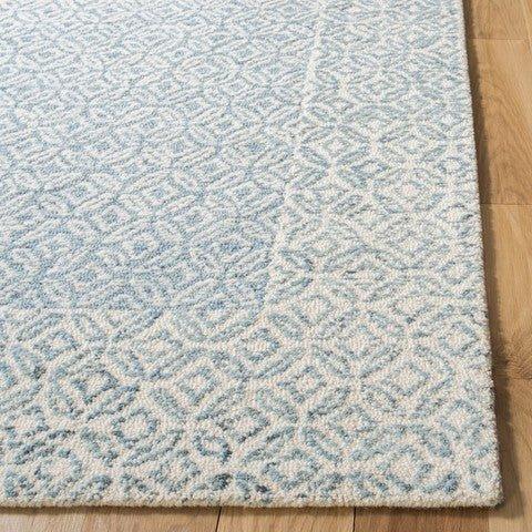 Hand Tufted Abstract Blue & Ivory Geometric Design Area Rug – The Well ...