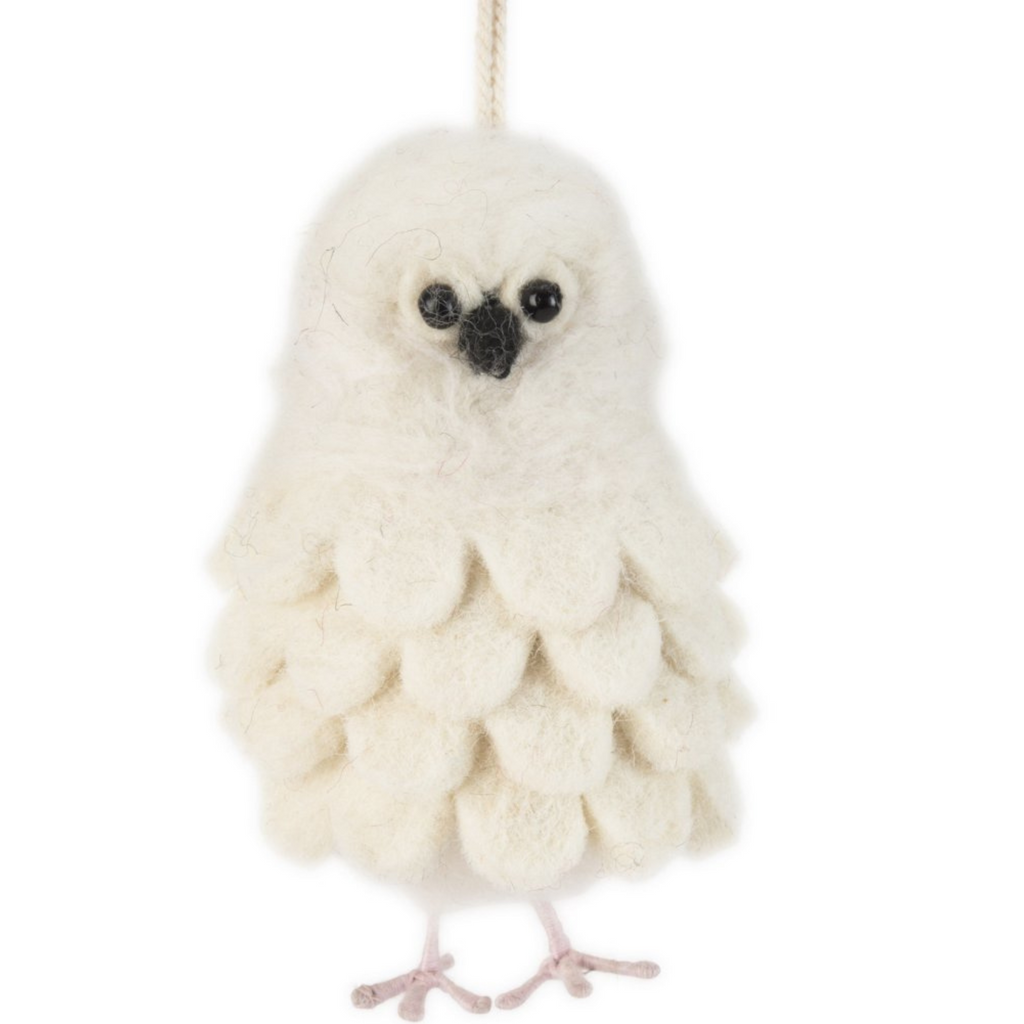 Handmade Felt Snowy Owl Christmas Ornament - The Well Appointed House 