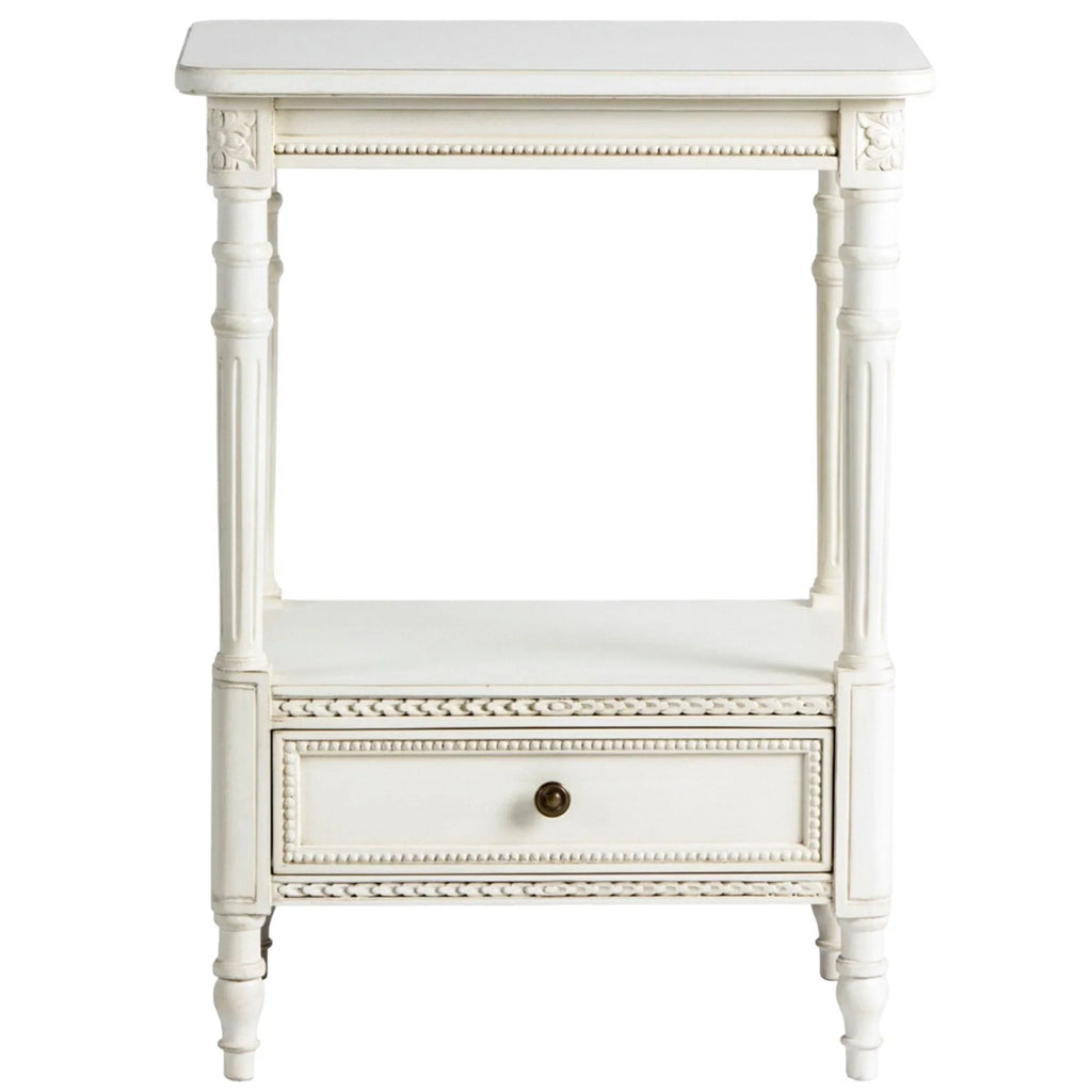 Handmade French Cream Two Shelf Wood Table - Side & Accent Tables - The Well Appointed House