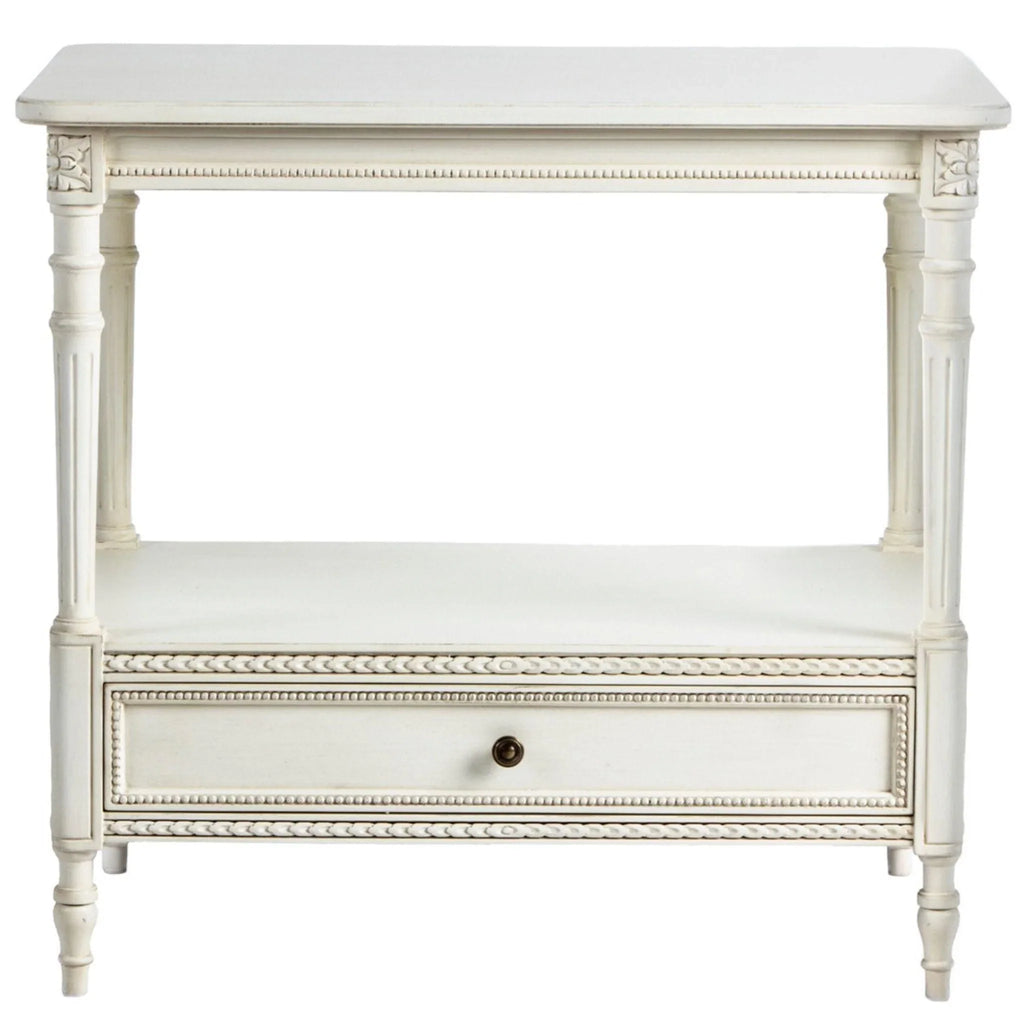Handmade French Cream Two Shelf Wood Table - Side & Accent Tables - The Well Appointed House