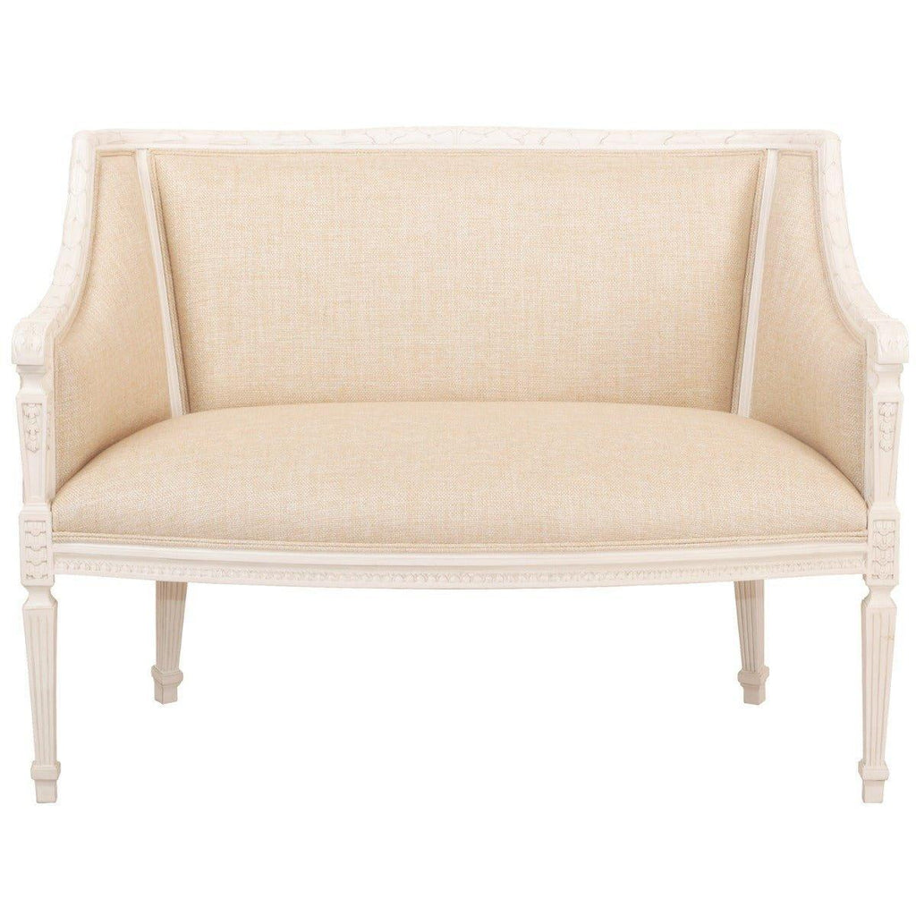 Handmade French Inessa Cream Bench with Upholstered Seat - Ottomans, Benches & Stools - The Well Appointed House