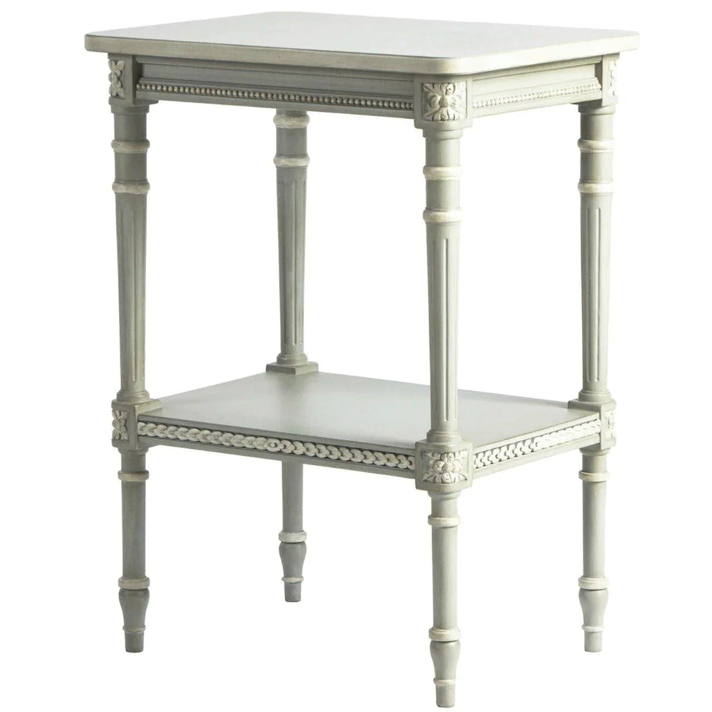 Handmade French Small Gray Two Shelf Side Table - Side & Accent Tables - The Well Appointed House