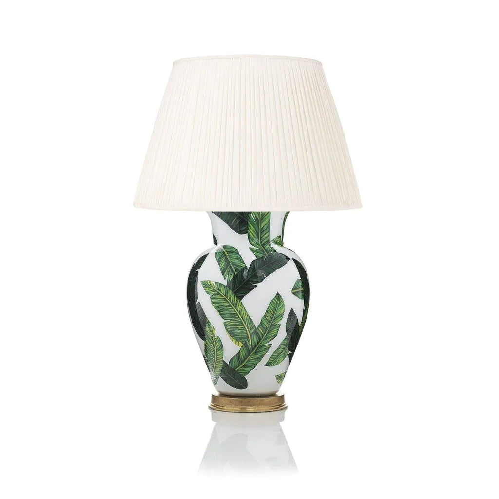 Handmade Glass Banana Leaf Design Decoupage Lamp, Large - Table Lamps - The Well Appointed House
