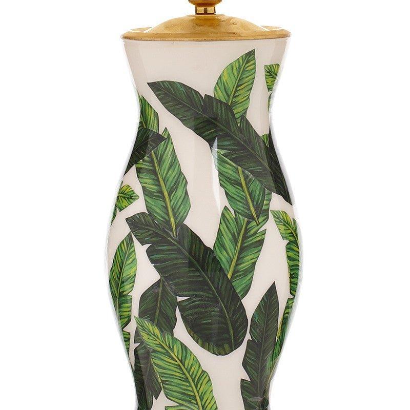 Handmade Glass Banana Leaf Design Decoupage Lamp - Table Lamps - The Well Appointed House
