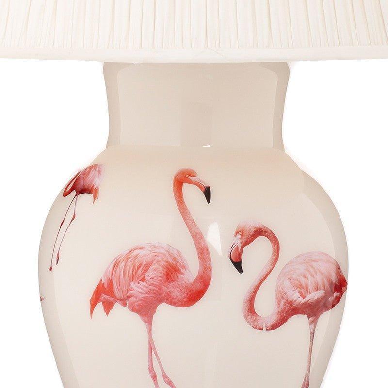 Handmade Glass Pink Flamingo Design Decoupage Lamp, Large - Table Lamps - The Well Appointed House