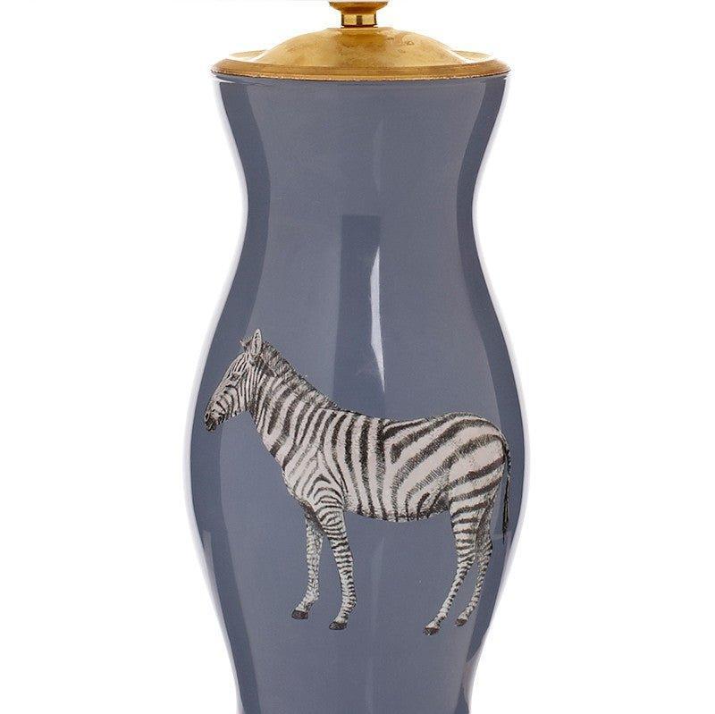 Handmade Glass Zebra Design Decoupage Lamp in Grey - Table Lamps - The Well Appointed House