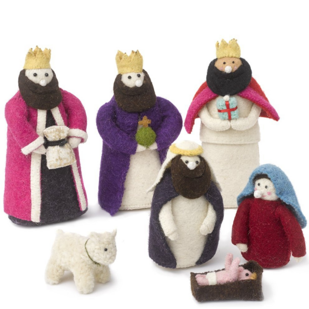 Handmade Nativity Scene Hand Felted Wool - The Well Appointed House 