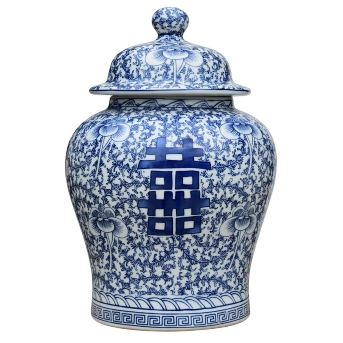 Happiness Calligraphy Porcelain Temple Jar