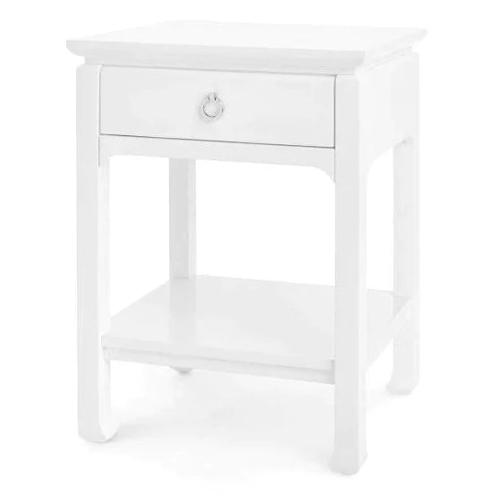 Harlow 1-Drawer Ming Style Side Table in White Pearl - Side & Accent Tables - The Well Appointed House