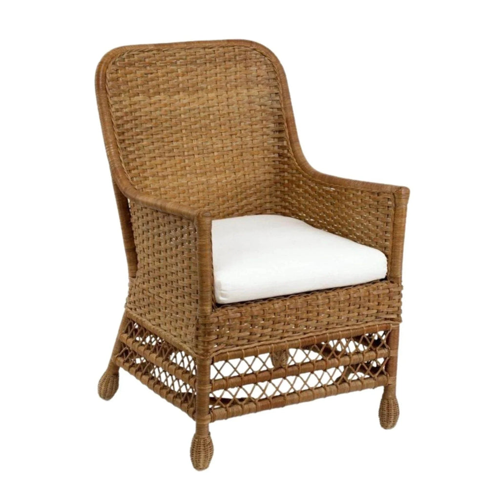 Harvested Rattan Wicker Dining Arm Chair with Cushion - Dining Chairs - The Well Appointed House