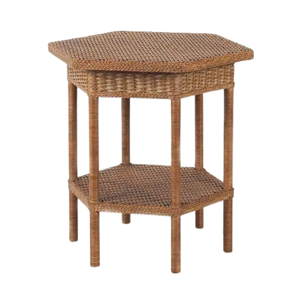 Harvested Rattan Wicker Hexagonal Side Table - Side & Accent Tables - The Well Appointed House