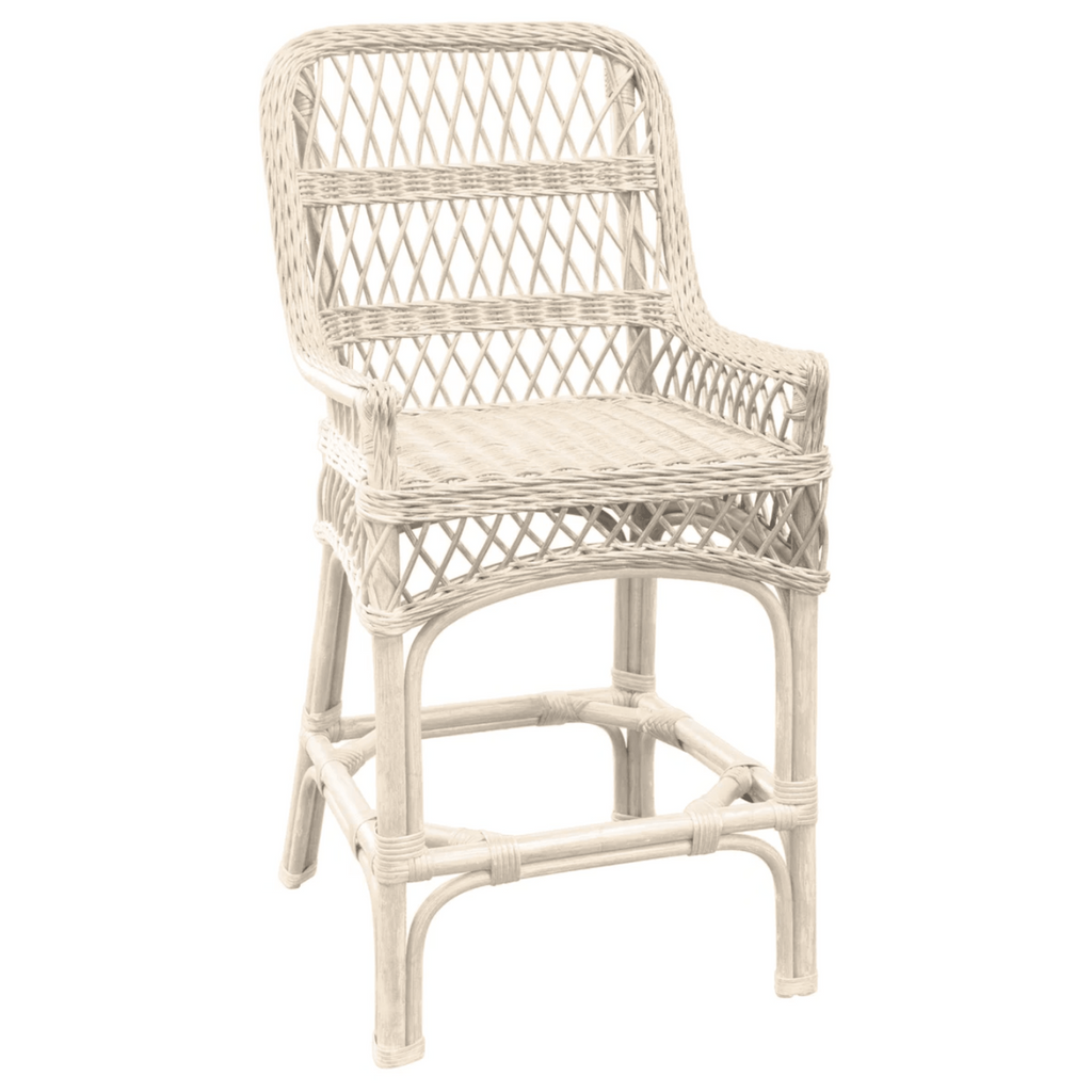Harvested Rattan Wicker Open Weave Counter Stool with Cushion - Bar & Counter Stools - The Well Appointed House