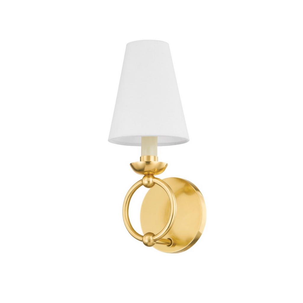 Haverford Aged Brass Single Candlestick With Shade Wall Sconce - The Well Appointed House