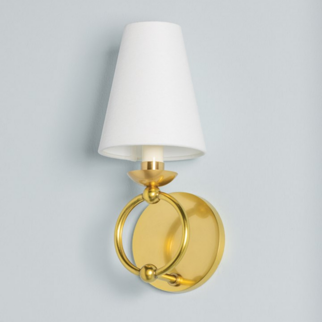 Haverford Aged Brass Single Candlestick With Shade Wall Sconce - The Well Appointed House