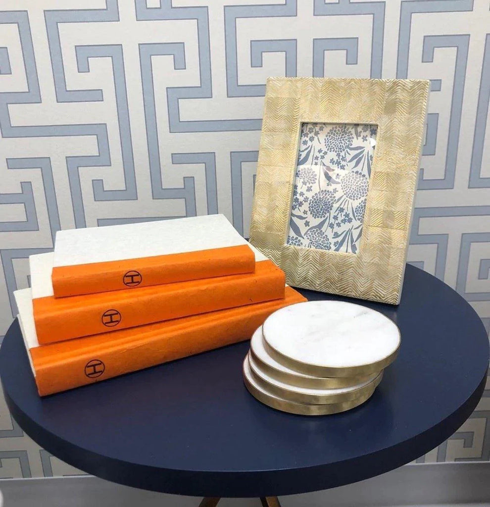 Hermes Inspired "H" Stack of Orange Decorative Books - Books - The Well Appointed House