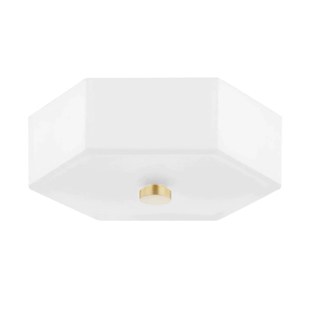 Hexagonal White Glass Flush Ceiling Light - Flush Mounts - The Well Appointed House
