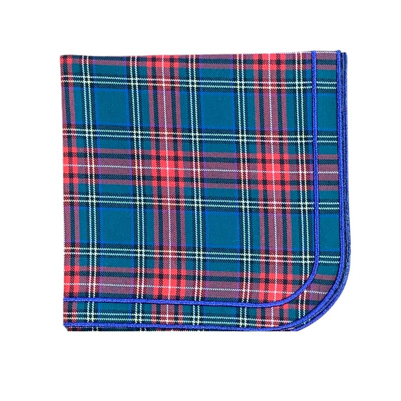Darcy Napkin in Plaid with Blue Embroidery - Well Appointed House