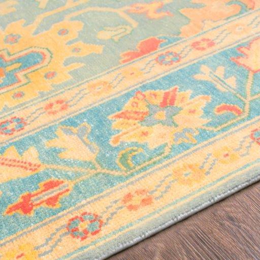 Hillcrest Teal & Gold Fringe Rug, Available in a Variety of Sizes - Rugs - The Well Appointed House
