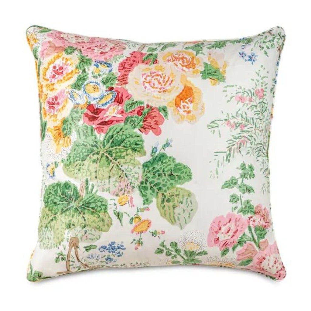 Hollyhock Hill White and Pink Decorative Throw Pillow - Pillows - The Well Appointed House