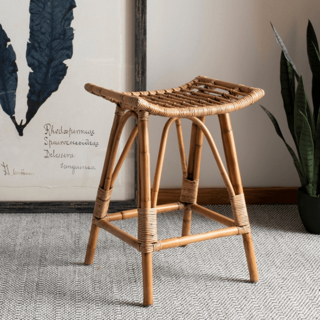 Honey Brown Contemporary Rattan Counter Stool - Bar & Counter Stools - The Well Appointed House